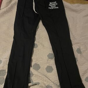 Black Sweatpants with White Text